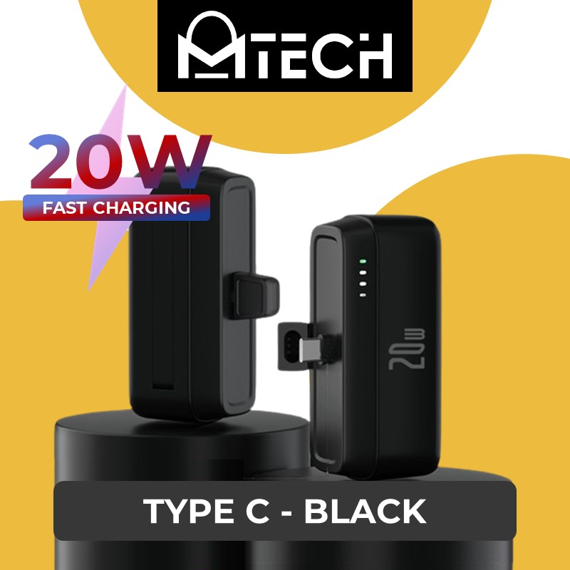 Mini Capsule Type C 20W Charge Power Bank - MTech - 5000mAh - Green