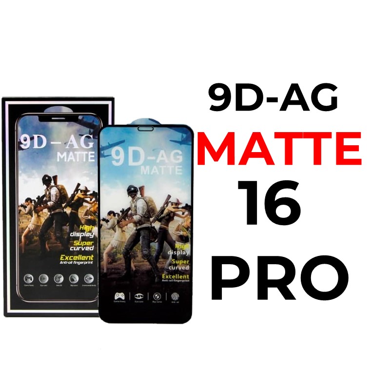 iPhone 16 Pro 6.3 in - 9D-AG Tempered Glass Full Coverage - OEM - Matte - Black