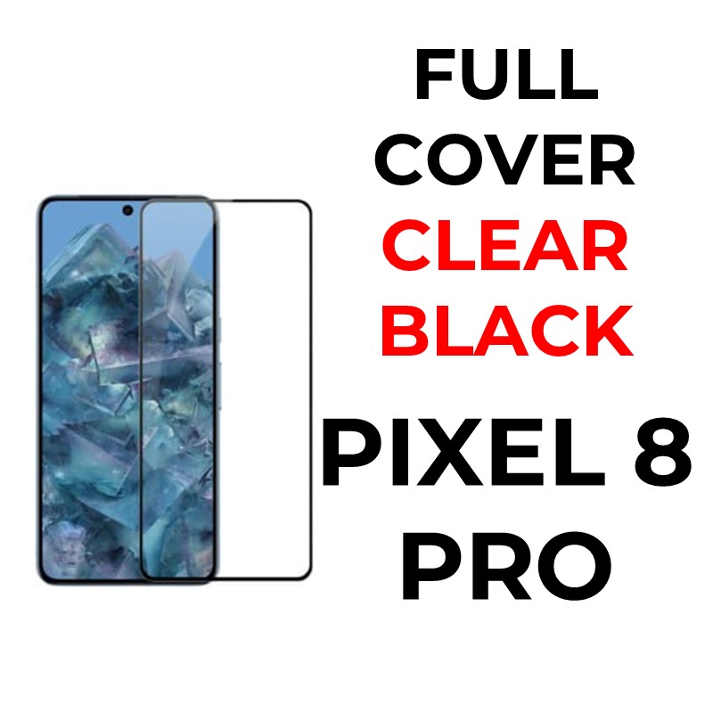Google Pixel 8 Pro - Tempered Glass Full Coverage - OEM - Clear - Black