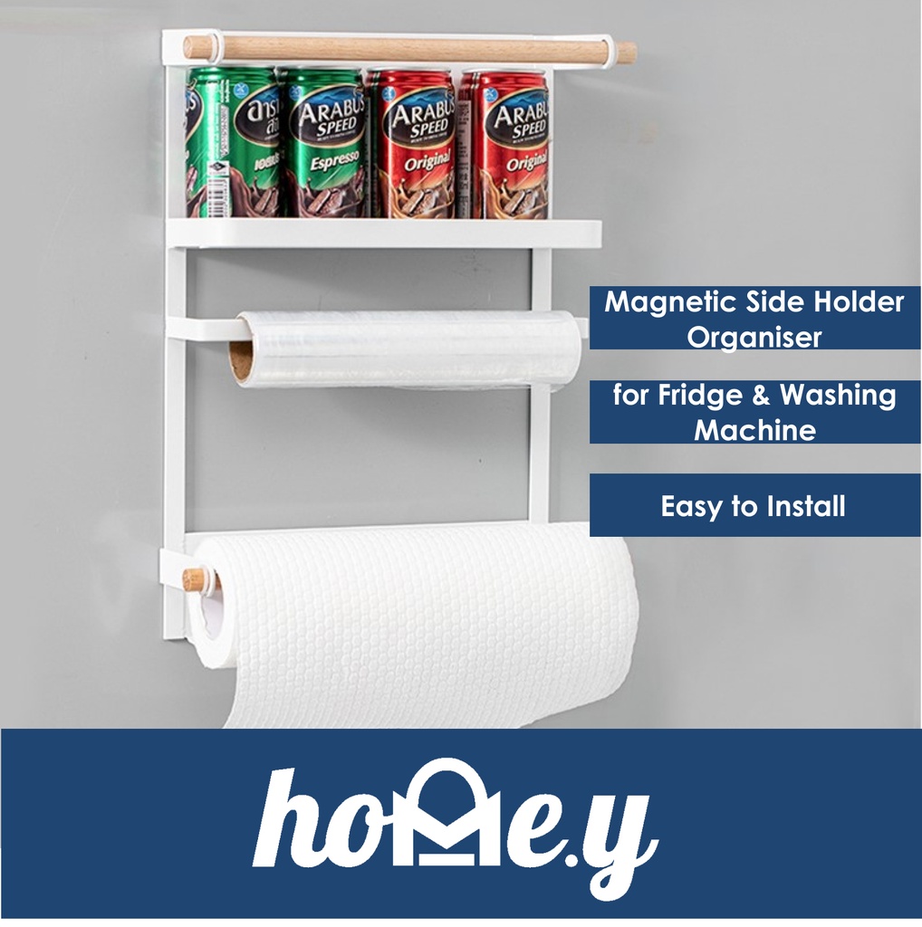 [DSC] Magnetic Side Holder Organiser for Fridge and Washing Machine - OEM - White