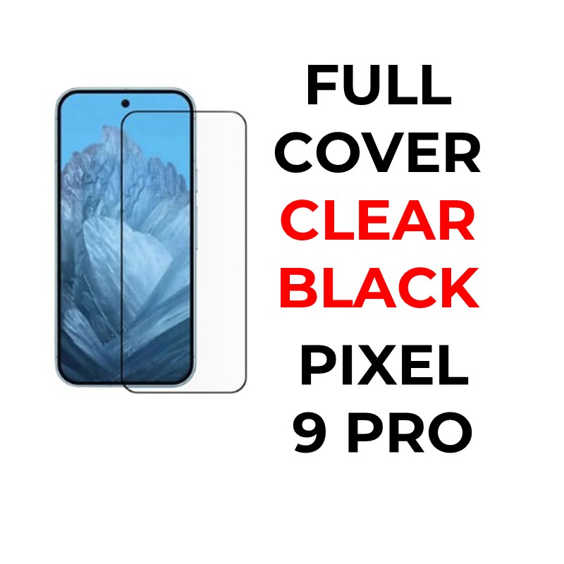 Google Pixel 9 Pro - Tempered Glass Full Coverage - OEM - Clear - Black