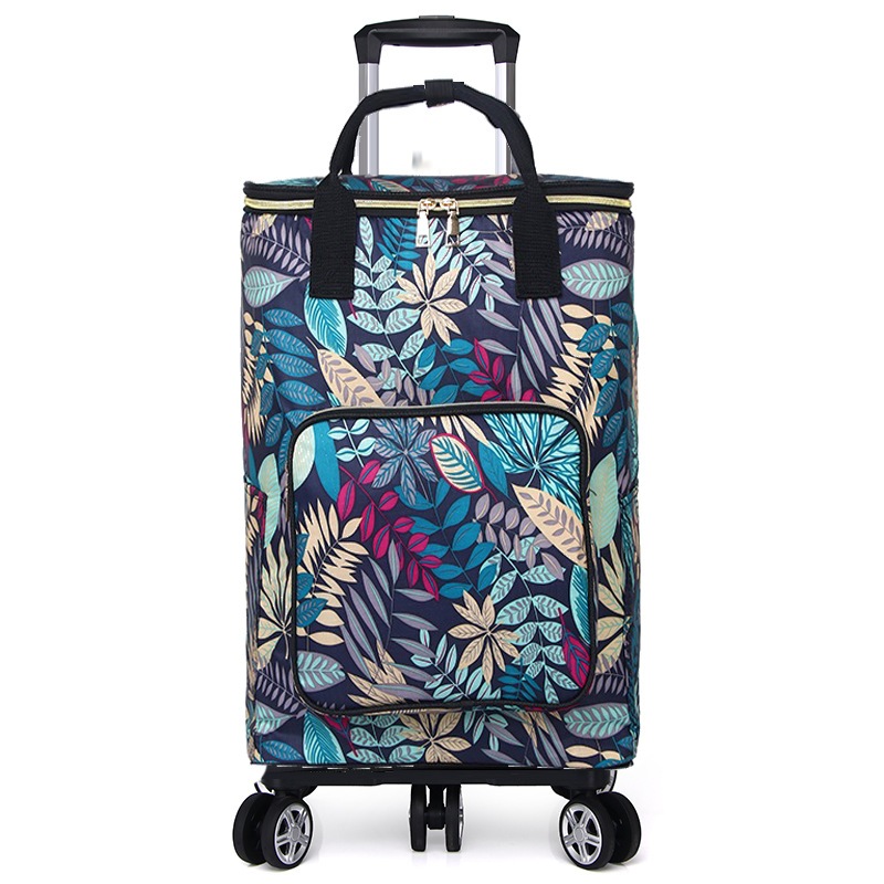 XL Cooler Shopping Bag with 5 Wheel Trolley - Homey - Leaves