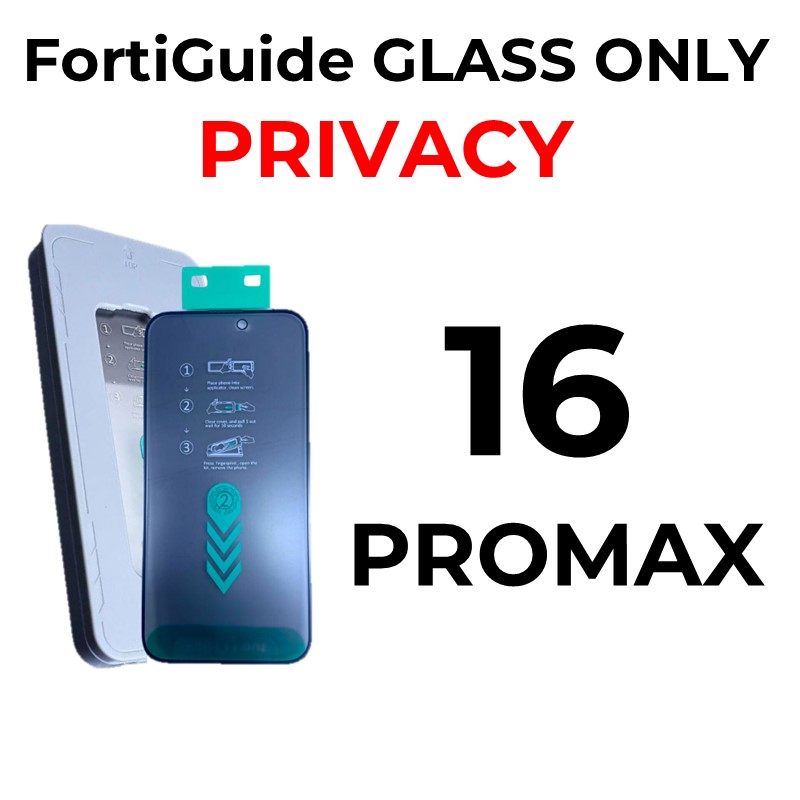 iPhone 16 Pro Max 6.9 in - GLASS ONLY FortiGuide Tempered Glass Screen Protector - MTech - Privacy - Black 