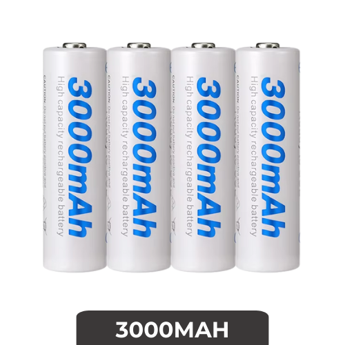 (Sets of 4) AA Rechargeable Battery - 1.2V - Mtech - 3000mAh - White