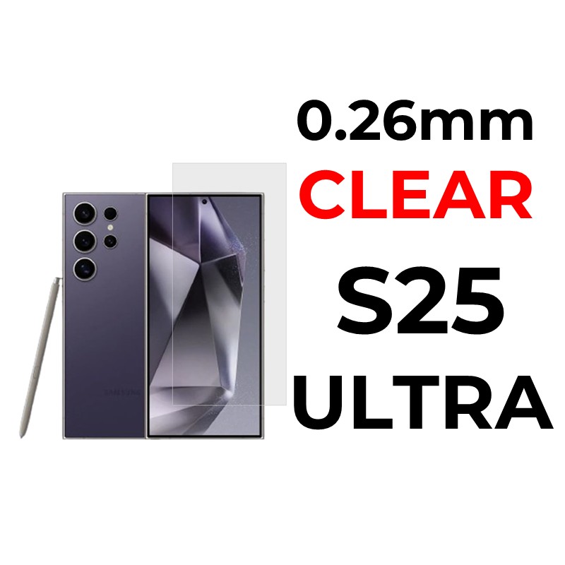 Samsung Galaxy S25 Ultra - Tempered Glass - Flat Surface - 0.26mm - OEM - Clear