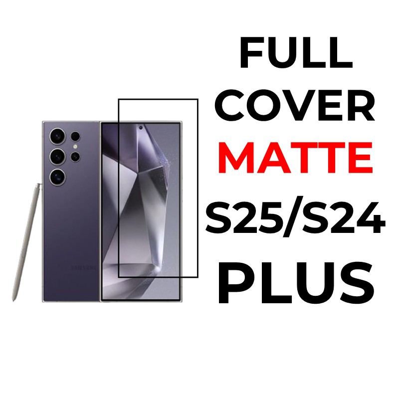 Samsung Galaxy S25 / S24 Plus - Full Coverage Tempered Glass - OEM - Matte - Black