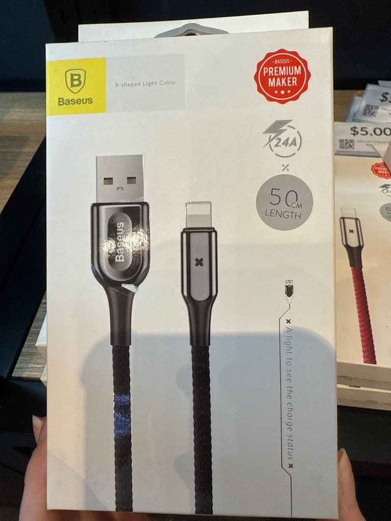 USB to iOS - X-Shaped Light Cable - Baseus - 0.5M - Black 