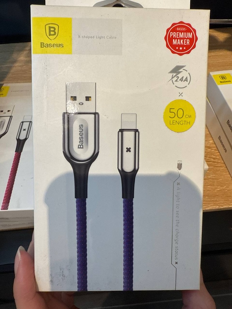 USB to iOS - X-Shaped Light Cable - Baseus - 0.5M - Purple 