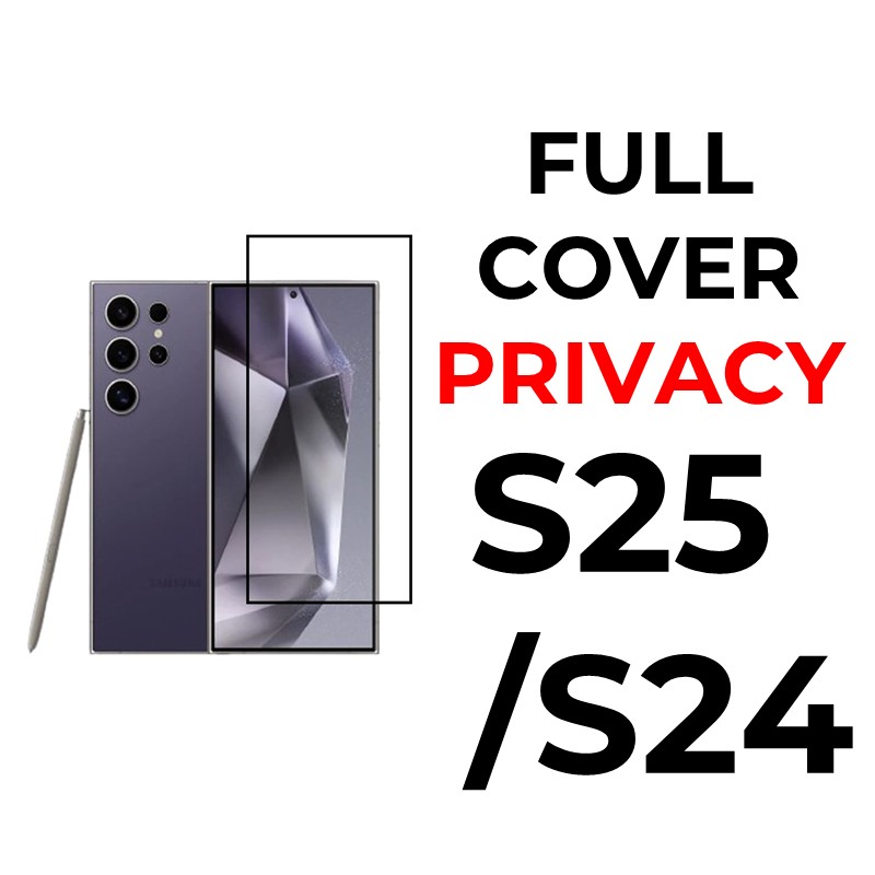  Samsung Galaxy S25 / S24 - Full Coverage Tempered Glass - OEM - Privacy - Black