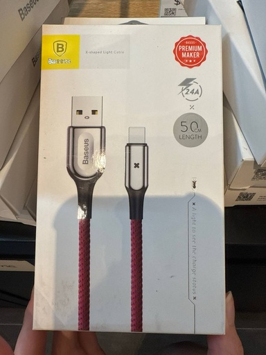 [BAS342366L07XRED] USB to iOS - X-Shaped Light Cable - Baseus - 0.5M - Red