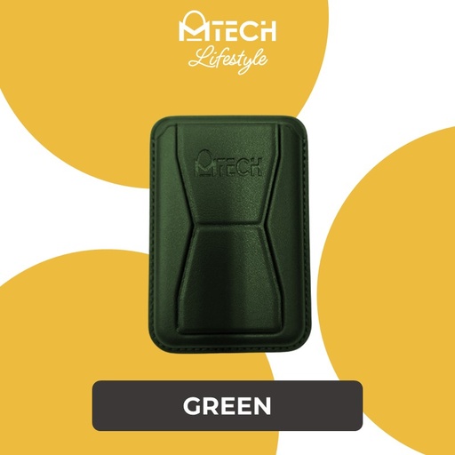 [MTC075XXXXXXDKGN] Magnetic Leather Card Holder With Stand - MTech - Dark Green