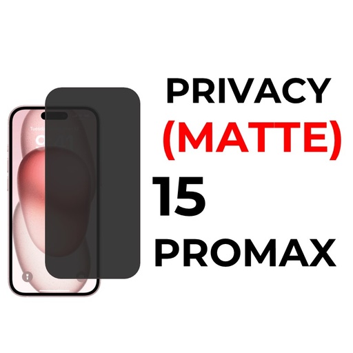 [XXX593665XXX0255] iPhone 15 Pro Max 6.7 in Tempered Glass Full Coverage - OEM - Privacy (Matte)