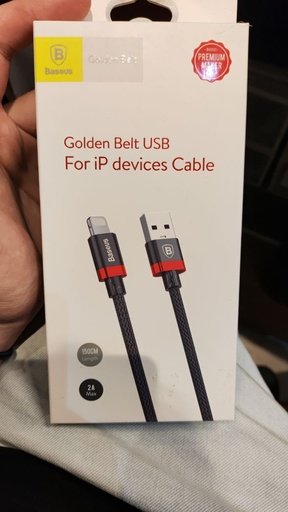 [BAS343366L20XRED] USB to iOS - Golden Belt Cable - Baseus - 1.5M - Red