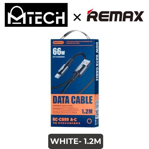 [RMX751367L11XWHT] USB to Type C - 66W Aluminum Alloy Braided Fast Charging Data Cable - Fonsu Series - RC-C099 - REMAX - 1.2M - White
