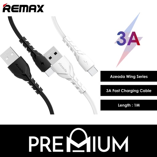 [AZD007366L10XBLK] USB to iOS Wing Series 3A Data Cable - PD-B47i - Azeada - 1M - Black