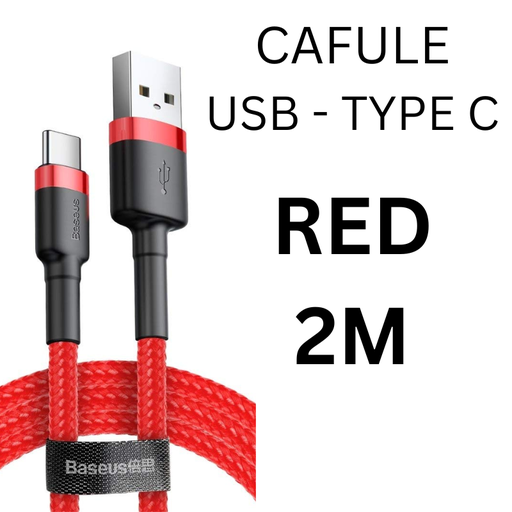 [BAS010367L12XRED] USB to Type C Cafule Cable - CALKF - Baseus - 2M - Red
