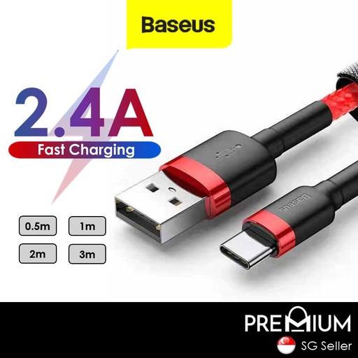 [BAS010367L13XRED] USB to Type C Cafule Cable - CALKF - Baseus - 3M - Red