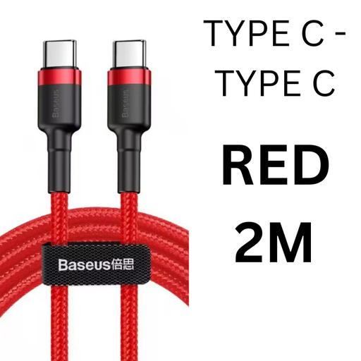 [BAS051378L12XRED] Type C to Type C Cafule Series Type-C PD2.0 Cable - CATKLF - Baseus - 2M - Red