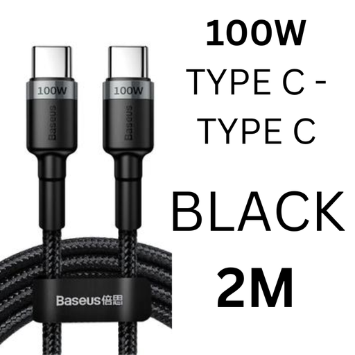 [BAS174378L12GYBK] Type C to Type C Cafule PD2.0 100W Flash Charging - CATKLF-ALG1 - Baseus - 2M - Grey + Black