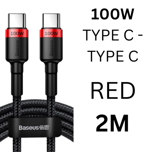 [BAS175378L12RDBK] Type C to Type C Cafule PD2.0 100W Flash Charging - CATKLF-AL91 - Baseus - 2M - Red + Black
