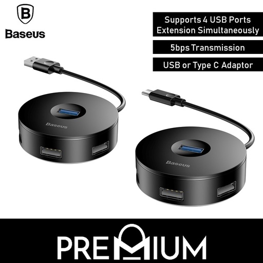 [BAS223XXXXXXXBLK] USB Adaptor Round Box 4 USB Hub - CAHUB-F01 - Baseus - Black