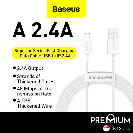 [BAS248200L20XWHT] Type C to iOS Superior Series Fast Charging Data Cable PD 20W - CATLYS-B02 - Baseus - 1.5M - White