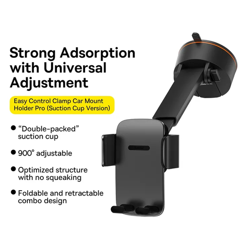 [BAS308XXXXXXXBLK] Easy Control Clamp Car Mount Holder Pro (Suction Cup Version) - Baseus - Black