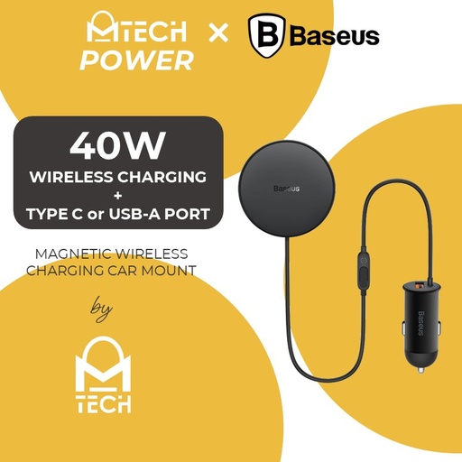 [BAS310XXXXXXXBLK] [DSC] CW01 Magnetic Wireless Charging Car Mount 40W (Wireless  Charging 15W+Tpye-C 25W) Claw Edition Cluster - BS-CW01 - Baseus - Black