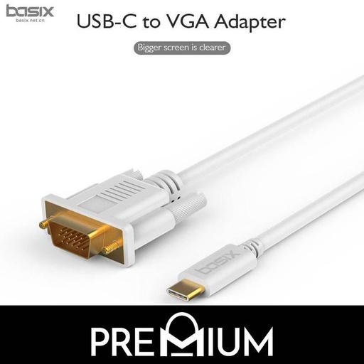 [BSX009456XXXXBLK] [DSC] Type C USB - C To VGA Cable - H8 Basix - Black