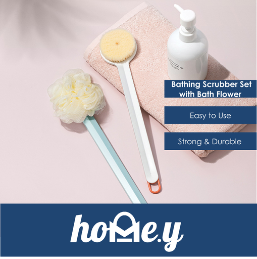 [HED071XXXXXXXWHT] Bathing Scrubber Set with Bath Flower - LSAJ04 - HEDO - White