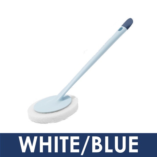 [HED081XXXXXXWHBL] Dual-Tipped Long Handle Scrubber with Changeable Head - QJ07 - HEDO - White or Blue