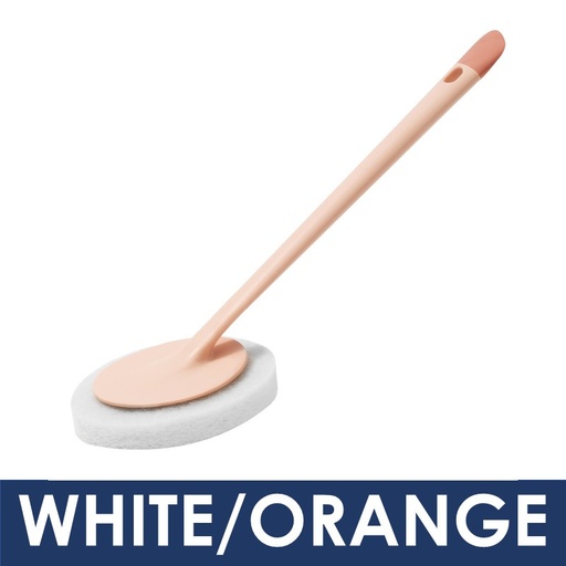 [HED081XXXXXXWHGE] Dual-Tipped Long Handle Scrubber with Changeable Head - QJ07 - HEDO - White or Orange