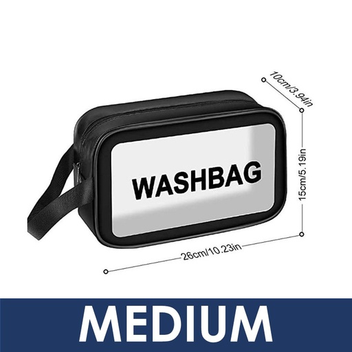 [HMY014XXXB03XBLK] Transparent Travel Wash Bag - Homey - Medium - Black