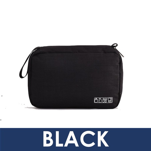 [HMY016XXXXXXXBLK] Travel Organiser for Bathroom Accessories with Hanging Clip - Homey - Black