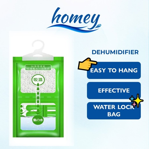 [HMY029XXXC27XGRN] Hanging Dehumidifier with Water Collection Bag - Homey - 230g - Green