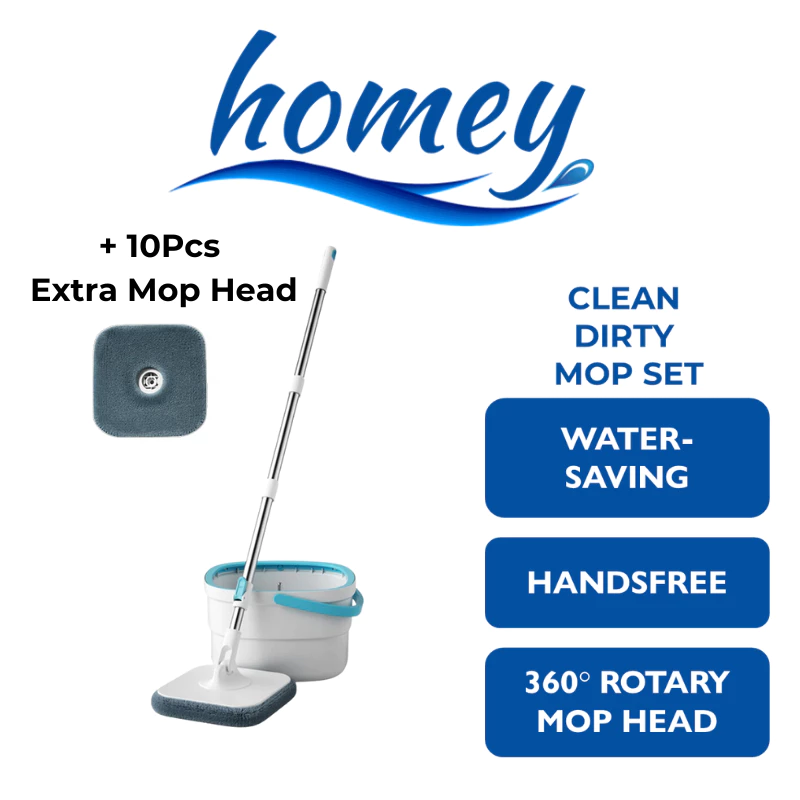 [HMY033XXXXXXWHBL] Clean Dirty Mop + 10 PCS Head Refills
