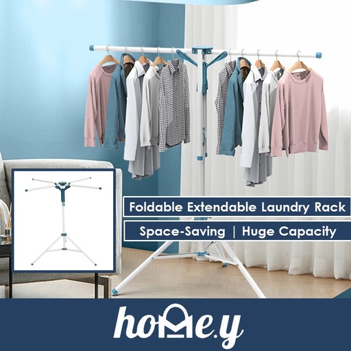 [HPM001XXXXXXXBLU] Cross-Design Foldable Laundry Rack - Happy Mama - Blue