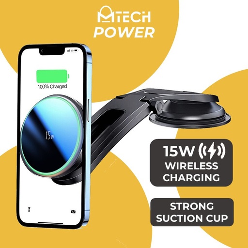 [MTC007XXXXXXXBLK] [NEW] 15w Crystal Series Dashboard Hanging with Magnetic Wireless Car Mount - F-094 - MTech - Black