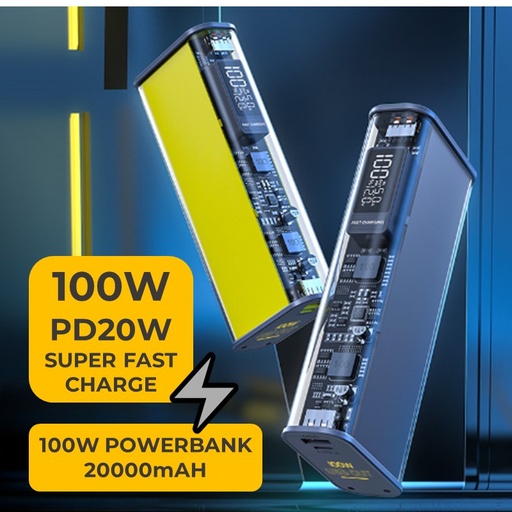 [MTC015XXXC07XGRY] [DSC] Cyberpunk Max 100w Powerbank with Digital Display - KP28 - MTech - 20000mAh - Grey