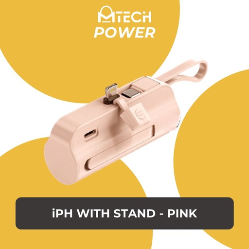 [MTC016XXXC03XPNK] Mini PowerCapsule Series IOS Power Bank with Stand - MTech - 5000mAh - Pink