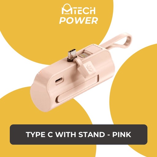 [MTC017XXXC03XPNK] [EOL] [DSC] Mini PowerCapsule Series Type C Power Bank with Stand - MTech - 5000mAh - Pink