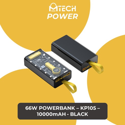 [MTC022XXXC06XBLK] [DSC] Cyberpunk 66w Powerbank with Digital Display - KP105 - MTech - 10000mAh - Black