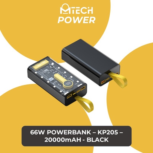 [MTC023XXXC07XBLK] [EOL][DSC] Cyberpunk 66w Powerbank with Digital Display - KP205 - MTech - 20000mAh - Black