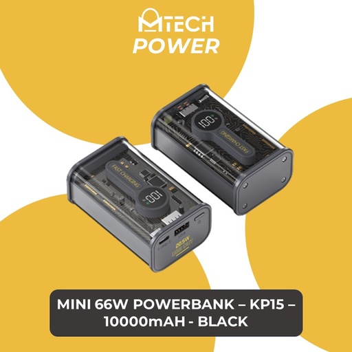 [MTC024XXXC06XBLK] [DSC] Cyberpunk Mini 66w Powerbank with Digital Display - KP15 - MTech - 10000mAh - Black