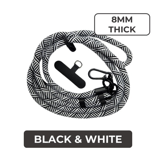 [MTC029XXXXXX0280] Universal Series -  Crossbody Flexi Adjustable Lanyard (8mm) - MTech - Black & White Gray
