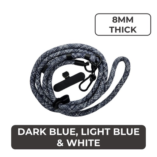 [MTC029XXXXXX0282] Universal Series -  Crossbody Flexi Adjustable Lanyard (8mm) - MTech - Light Blue With Dark Blue & White Strap