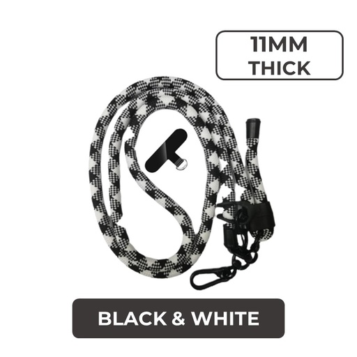 [MTC032XXXXXX0286] Universal Series - Crossbody Adjustable Strap With Thin Tag (11mm) - MTech - White with Black diamond
