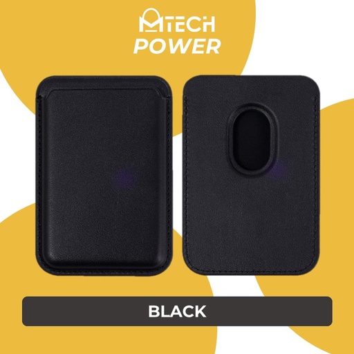 [MTC035XXXXXXXBLK] Magnetic Leather Card Holder - MTech - Black