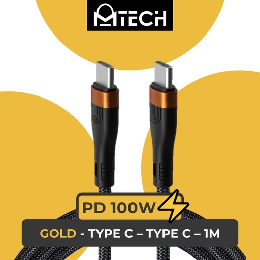 [MTC900600L100223] Type C to Type C 100W SilkyFast Cable - MTech - 1M - Black Gold