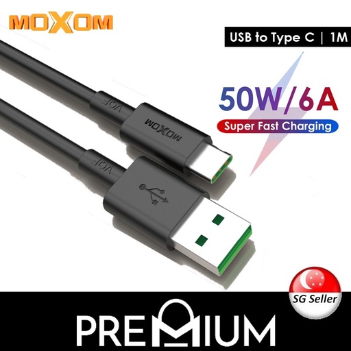 [MXM015367L10XBLK] USB to Type C Super Cable 6A 66W - MX-CB17 - MOXOM - 1M - Black